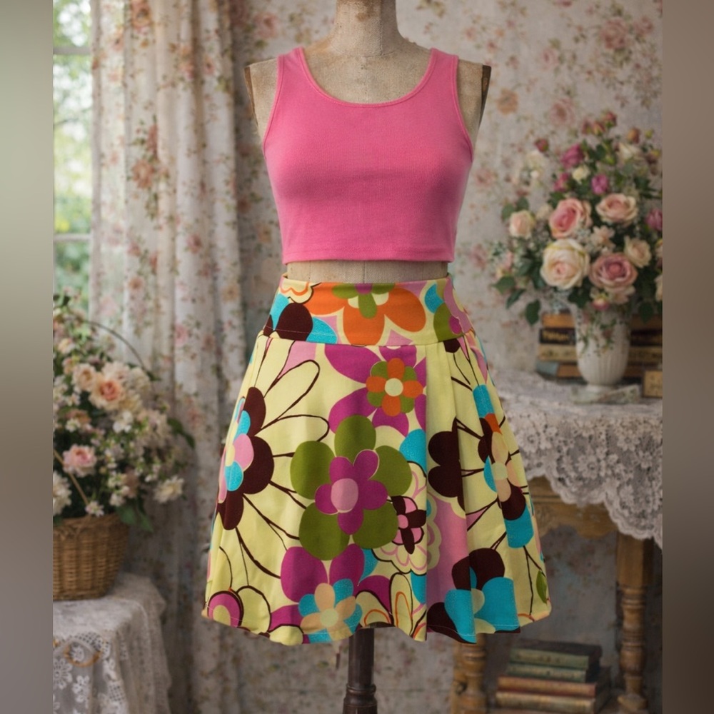 Dolce & Gabbanna, D&G, Vintage, 1990s, Rare, Vibrant Retro 60s Print mini skirt